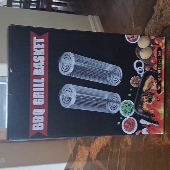 N/A Other - BBQ Grill Basket - Stainless Steel Rolling Basket Set